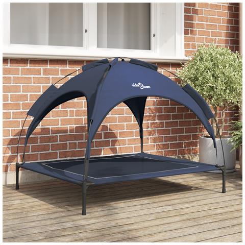 Letto per cani rialzato con tetto removibile blu navy XL acciaio - Foto 2