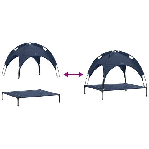 Letto per cani rialzato con tetto removibile blu navy XL acciaio - Foto 9