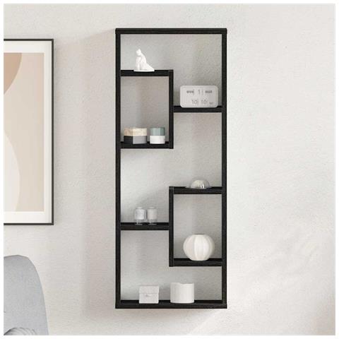 Mensola da parete in rovere nero 36x16x90 cm in legno composito - Foto 2