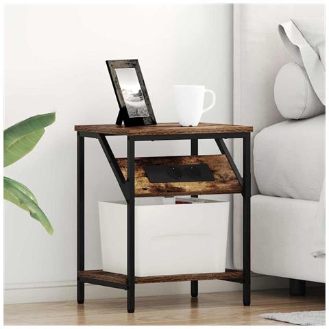 Armadio da Notte Rovere fumo 38 x 30 x 48 cm Legno multistrato - Foto 2