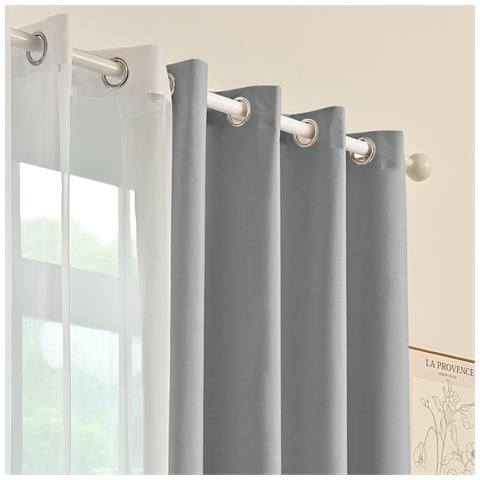 Set Di 3 Tende Oscuranti - Pannelli Oscuranti In Poliestere Con Tenda Velo Grey - Foto 2