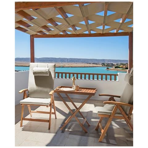 Set Di 2 Sedie Da Giardino Con Cuscini Java Premium Legno D \'acacia Tortora - Foto 1