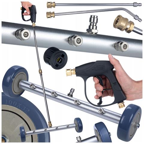 Set Di Pulizia Sottoscocca Compatibile Con Idropulitrici Kärcher K2-k7 - Lancia Con 4 Ugelli, Pistola 300 Bar, Adattatore Click Connect /m22x1,5 - Foto 1