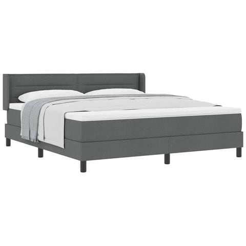 Letto a molle con testiera Grigio scuro 200 x 180 cm Poliestere - Foto 1