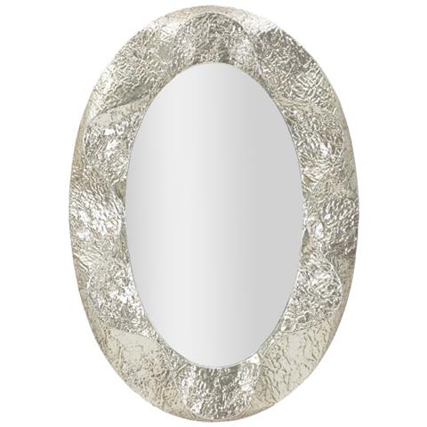 Specchio Da Parete Argelux Ovale Con Cornice Argento Martellato 97,5x137 Cm - Foto 1
