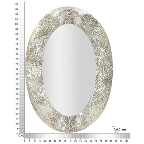 Specchio Da Parete Argelux Ovale Con Cornice Argento Martellato 97,5x137 Cm - Foto 7