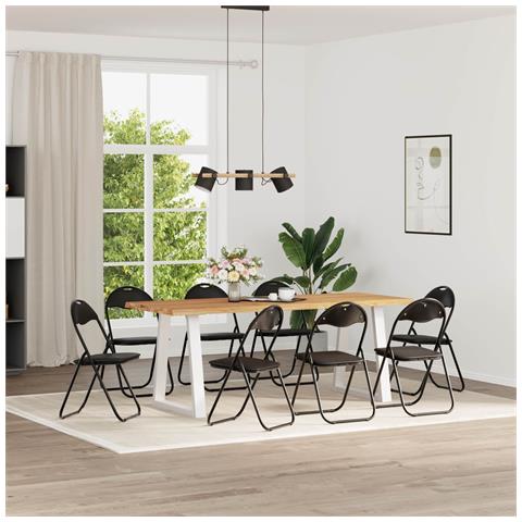 Sedia pieghevole 8 pcs Nero 48 x 43,5 x 81 cm Pelle Sintetica - Foto 2