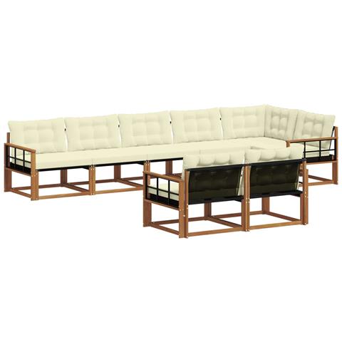 Set di divani da esterno con cuscino 8 pcs Naturale e Crema - Foto 1