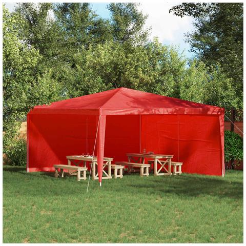 Parete per tenda da festa 2 pcs Rosso 400 x 195 cm PE e Acciaio - Foto 2