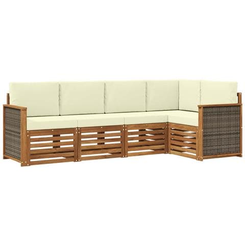 Set divano sezionale con cuscino 4 pcs Naturale e Crema - Foto 1