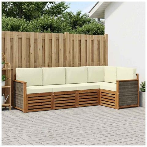 Set divano sezionale con cuscino 4 pcs Naturale e Crema - Foto 2