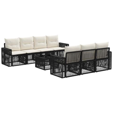 Set Divano da Giardino 8 pz Nero polyrattan - Foto 1