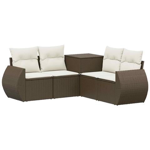 Set di divani 5 pz Marrone e Bianco Crema - Foto 1