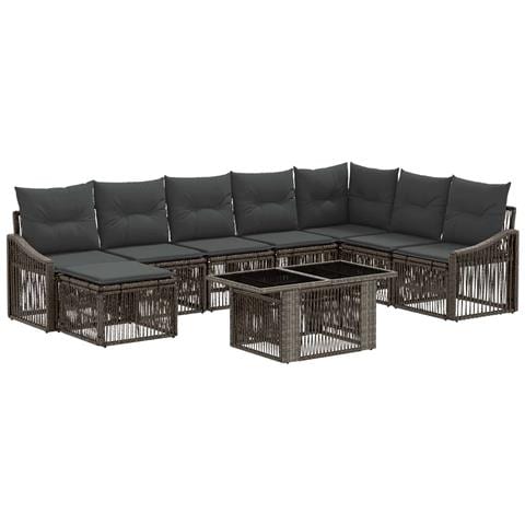 Set Divano da Giardino 9 pz Grigio e Grigio Scuro polyrattan - Foto 1