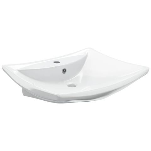 Lavabo Ceramica Lusso Rettangolare Foro di Trabocco e Foro Rubinetto - Foto 1