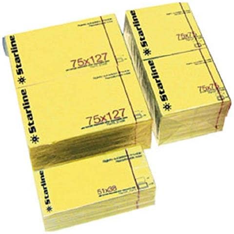 confezione da 12 pezzi - blocchetto biglietti adesivi giallo 75x125mm 100fg 70gr starline - Foto 1