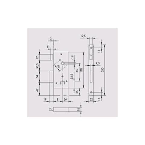 Serratura Da Incasso 60 Doppia Mappa Inf. legno 57211-60-0 - Foto 2