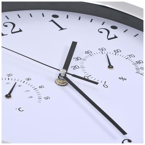 Orologio Da Parete Al Quarzo Igrometro Termometro 30 Cm Bianco - Foto 2