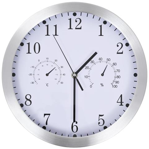 Orologio Da Parete Al Quarzo Igrometro Termometro 30 Cm Bianco - Foto 1