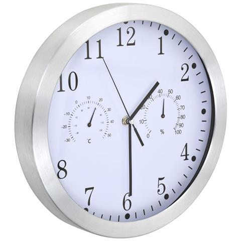 Orologio Da Parete Al Quarzo Igrometro Termometro 30 Cm Bianco - Foto 5