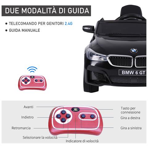 Macchina Elettrica Bmw 6gt Per Bambini Con Telecomando Nero - Foto 6