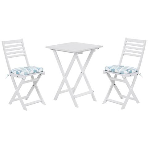 Set Da Giardino In Legno Con Cuscini Azzurri / bianchi Fiji - Foto 13