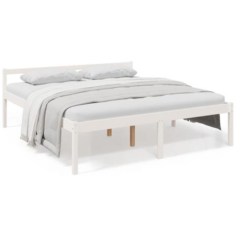 Letto per Anziani Bianco 180x200 cm Super King Legno di Pino - Foto 1