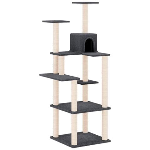 Albero Per Gatti Con Tiragraffi In Sisal Grigio Scuro 153 Cm - Foto 1