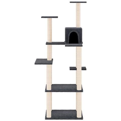 Albero Per Gatti Con Tiragraffi In Sisal Grigio Scuro 153 Cm - Foto 2