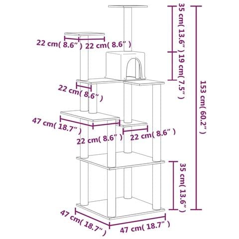 Albero Per Gatti Con Tiragraffi In Sisal Grigio Scuro 153 Cm - Foto 6