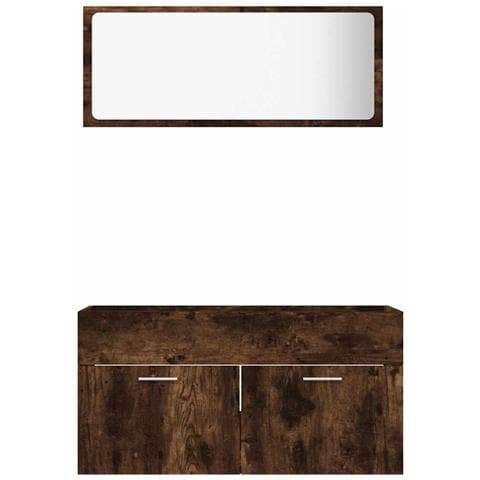 Set Mobili Da Bagno 2 Pz Rovere Fumo In Legno Multistrato - Foto 2