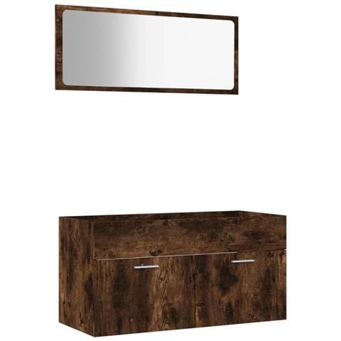 Set Mobili Da Bagno 2 Pz Rovere Fumo In Legno Multistrato - Foto 1