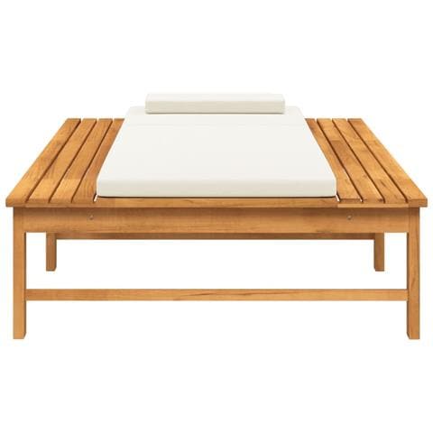 Lettino Cuscino E Guanciale Bianco Crema Legno Massello Acacia - Foto 2