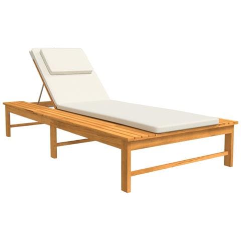 Lettino Cuscino E Guanciale Bianco Crema Legno Massello Acacia - Foto 1