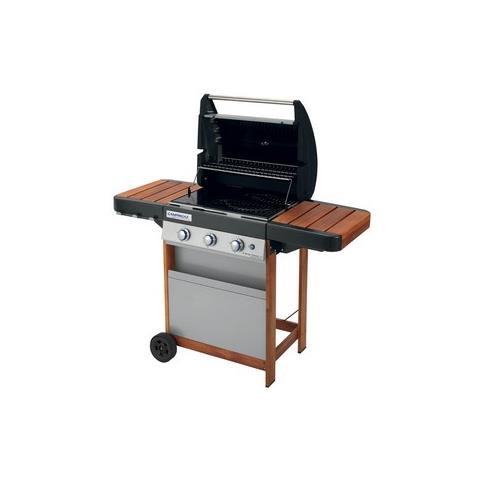 Barbecue a Gas 3 Serie WOODY LX con 3 Bruciatori Carrello per Barbecue in Legno e Tavolini Laterali Potenza 9600 W Colore Nero /Marrone /Acciaio Inossidabile - Foto 2