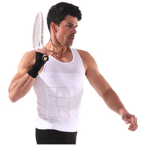 Canotta Da Uomo Camicia Muscolare Camicia Da Palestra Camicia Senza Maniche Bianco L - Foto 4