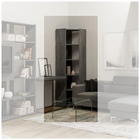 Libreria Kato Angolo A Cemento 6 Ripiani 2 Fianchi + 2 Fasce Retro - Foto 2