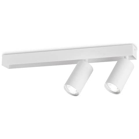 Plafoniera Contemporanea Profilo Metallo Bianco 2 Luci Gu10 28w 3000k Ip20 - Foto 1
