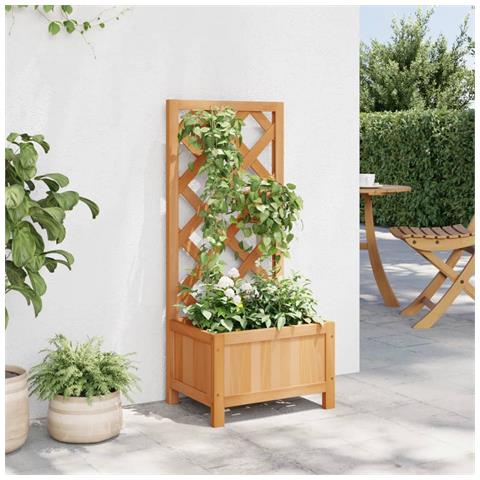 Fioriera Con Traliccio Marrone In Legno Massello Di Abete - Foto 3