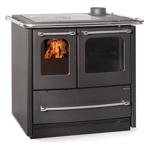 Stufa Cucina A Legna In Acciaio Porcellanato Con Forno Easy Evo 2.0 - Black - Foto 1