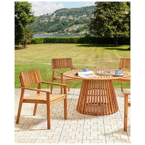 Sedia Da Giardino Set Di 4 Legno Legno Chiaro Agello - Foto 1