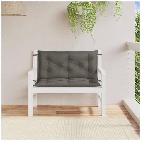 Cuscini Panca Giardino 2pz Grigio Scuro Mélange 100x50x7 Cm - Foto 3