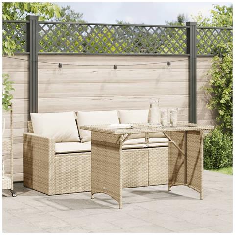 Set da Pranzo da Giardino 2 pz con Cuscini Beige in Polyrattan - Foto 2