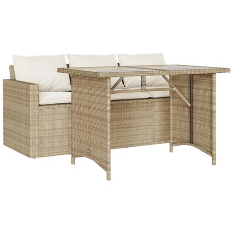 Set da Pranzo da Giardino 2 pz con Cuscini Beige in Polyrattan - Foto 1