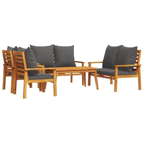Set Salotto da Giardino 5 pz con Cuscini Legno Massello Acacia - Foto 1
