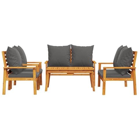 Set Salotto da Giardino 5 pz con Cuscini Legno Massello Acacia - Foto 10