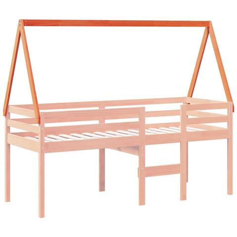 Tetto Letto Bambini Marrone Cera 209x95,5x88 Cm Massello Pino - Foto 3