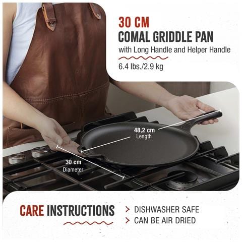 Victoria 36379 Piastra Per Grigliare Ghisa Smaltata Induzione Comal Pizza 30cm, Fuoco Barbecue  Nero - Foto 8