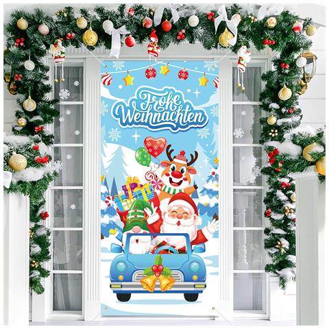 Decorazione Natalizia Da Appendere Con Scritte Tedesche - 185x90cm, Unicità Festiva! - Foto 1