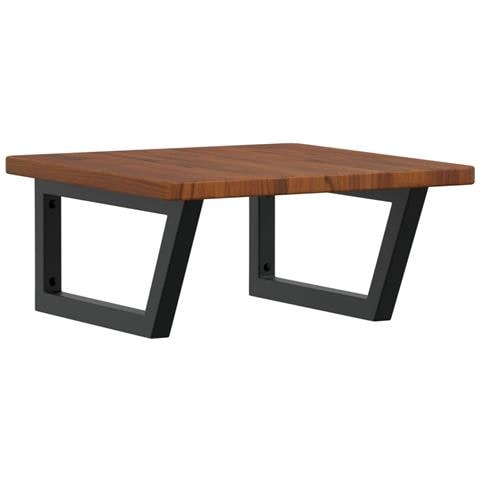 Ripiano A Parete Per Lavabo In Acciaio E Massello Di Rovere - Foto 1